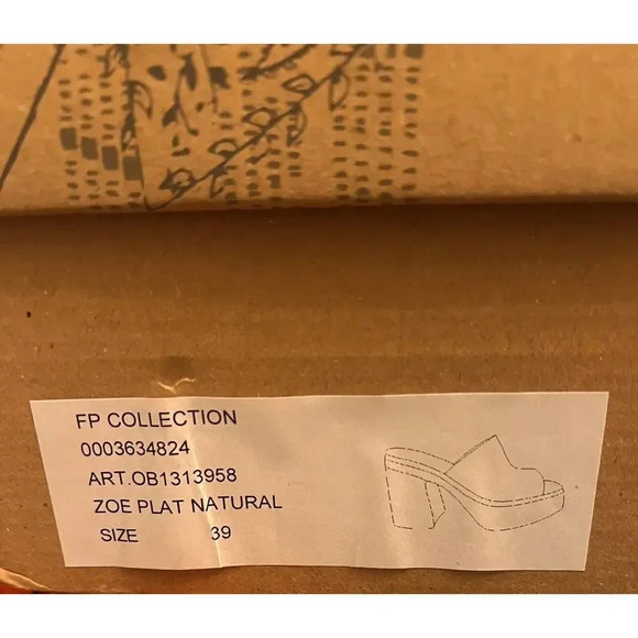 NIB FREE PEOPLE Zoe Natural Chunky Leather Platform Heel Sandals Size 39… - Picture 7 of 7